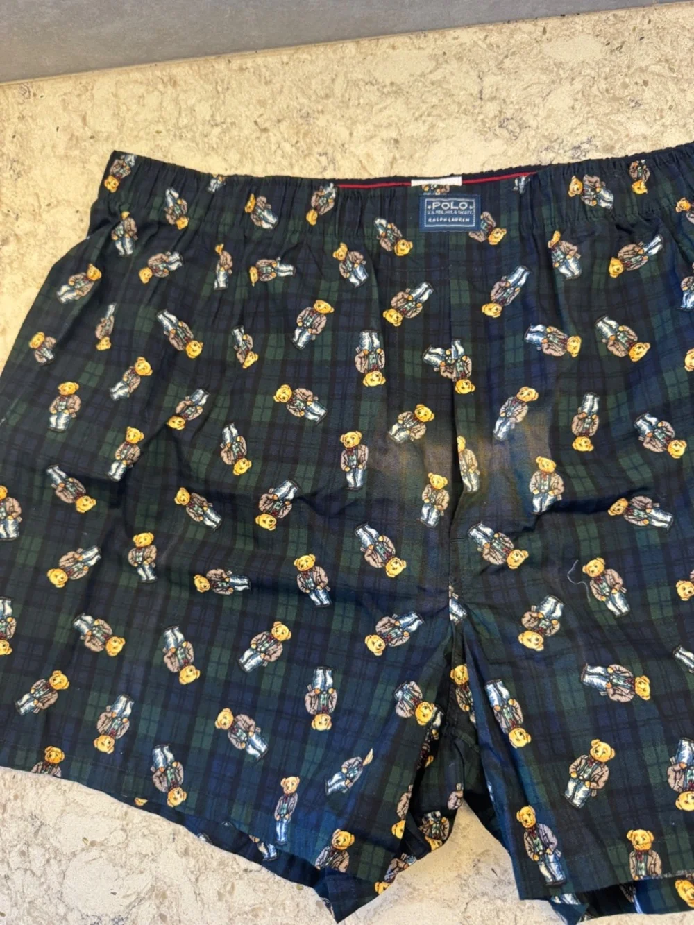 Vintage‎ Men's Polo By Ralph Lauren Plaid Boxers Shorts with Teddy Bears XL